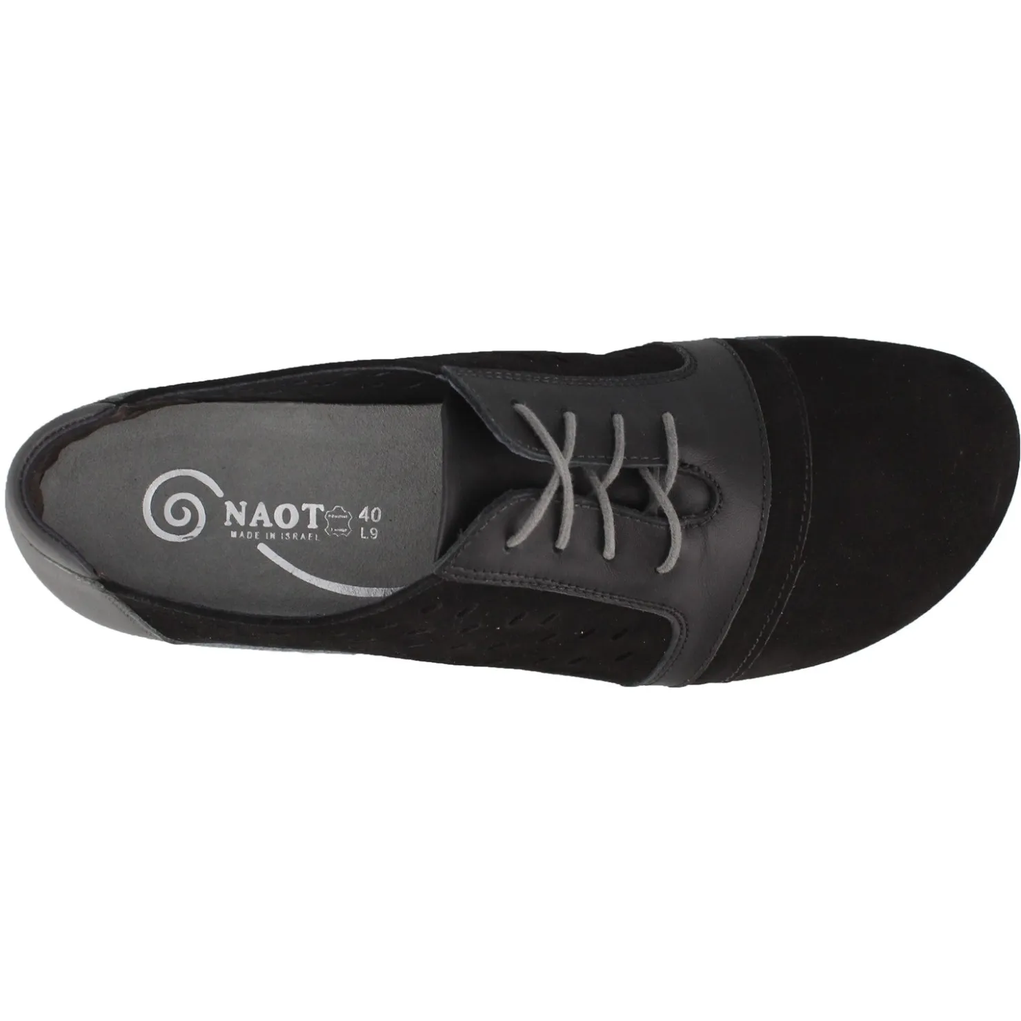 Fashion & Street*Naot Women's , Lalo Oxford Black Velvet/Gray