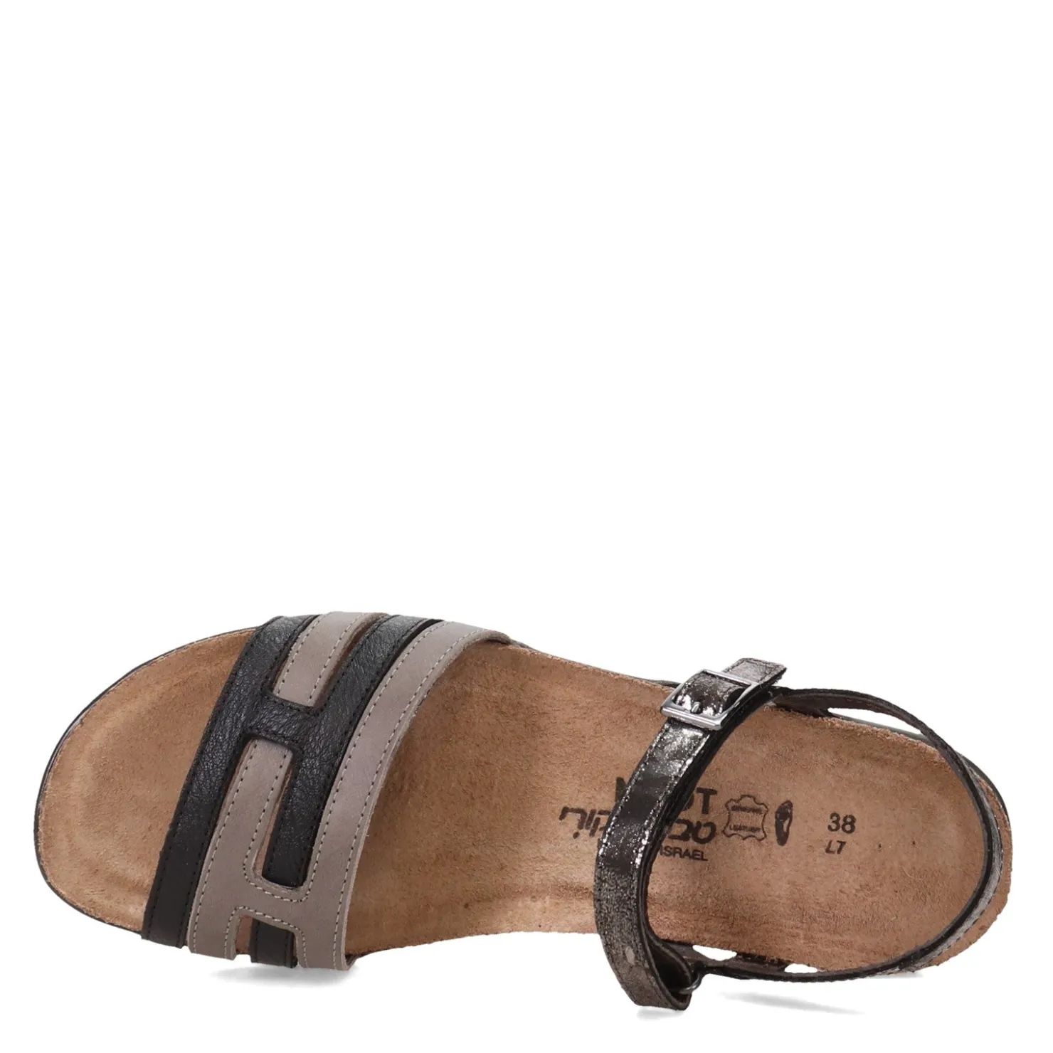 Footbed Sandals*Naot Women's , Lucy Sandal Black Gray