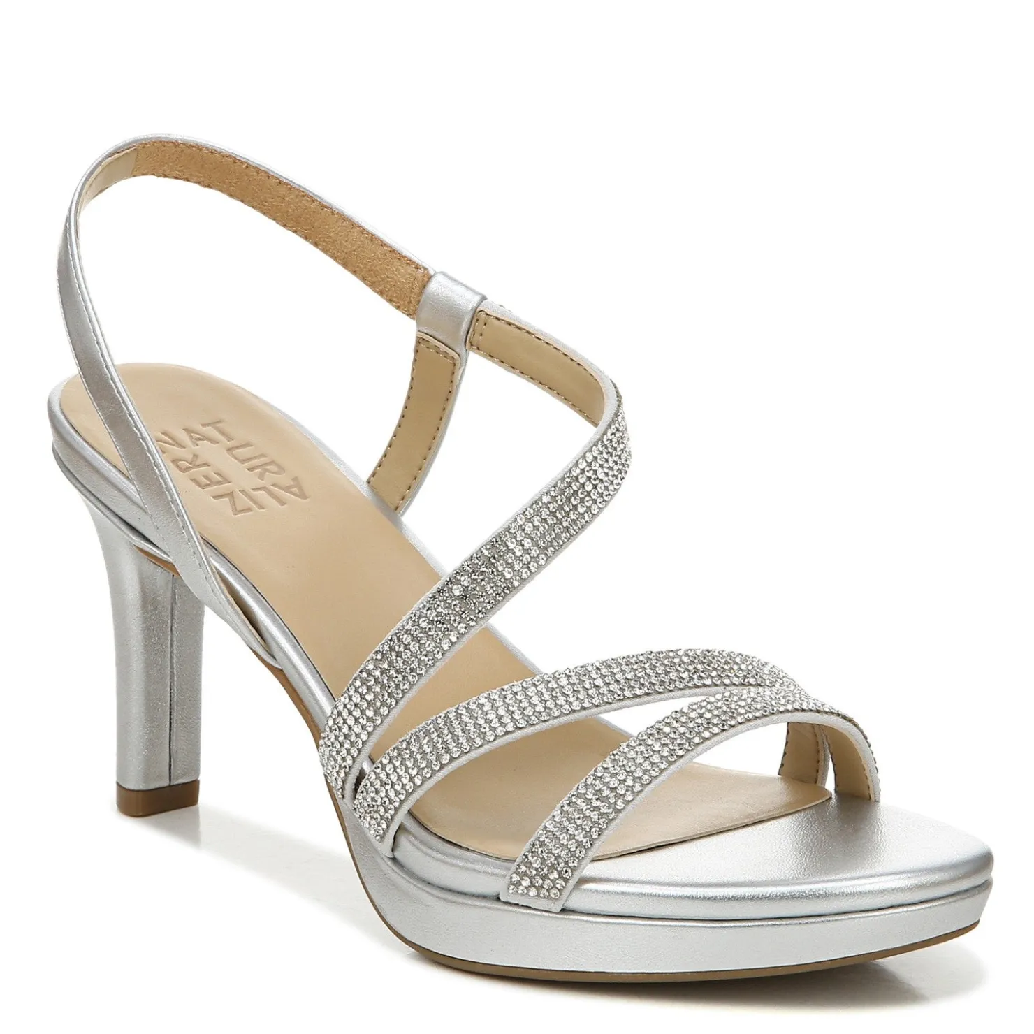 Heeled Sandals*Naturalizer Women's , Brenta Strappy Sandal Silver
