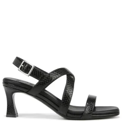 Heeled Sandals*Naturalizer Women's , Kiki Sandal Black Snake Print Faux Leather