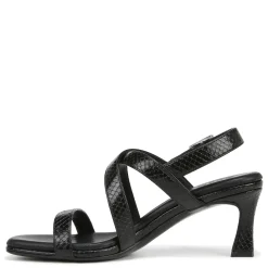 Heeled Sandals*Naturalizer Women's , Kiki Sandal Black Snake Print Faux Leather