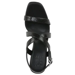 Heeled Sandals*Naturalizer Women's , Kiki Sandal Black Snake Print Faux Leather