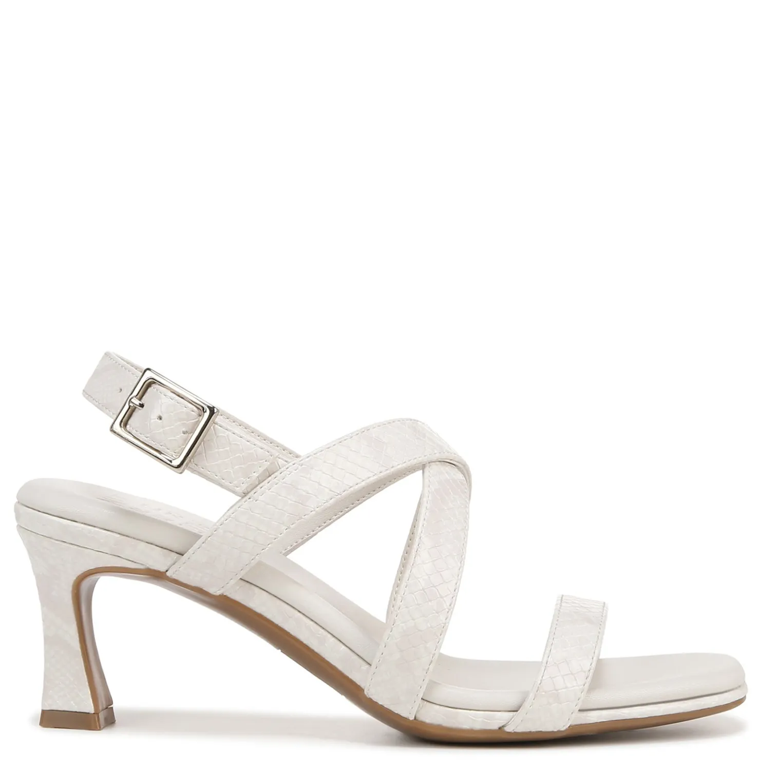 Heeled Sandals*Naturalizer Women's , Kiki Sandal Beige Snake Print Faux Leather