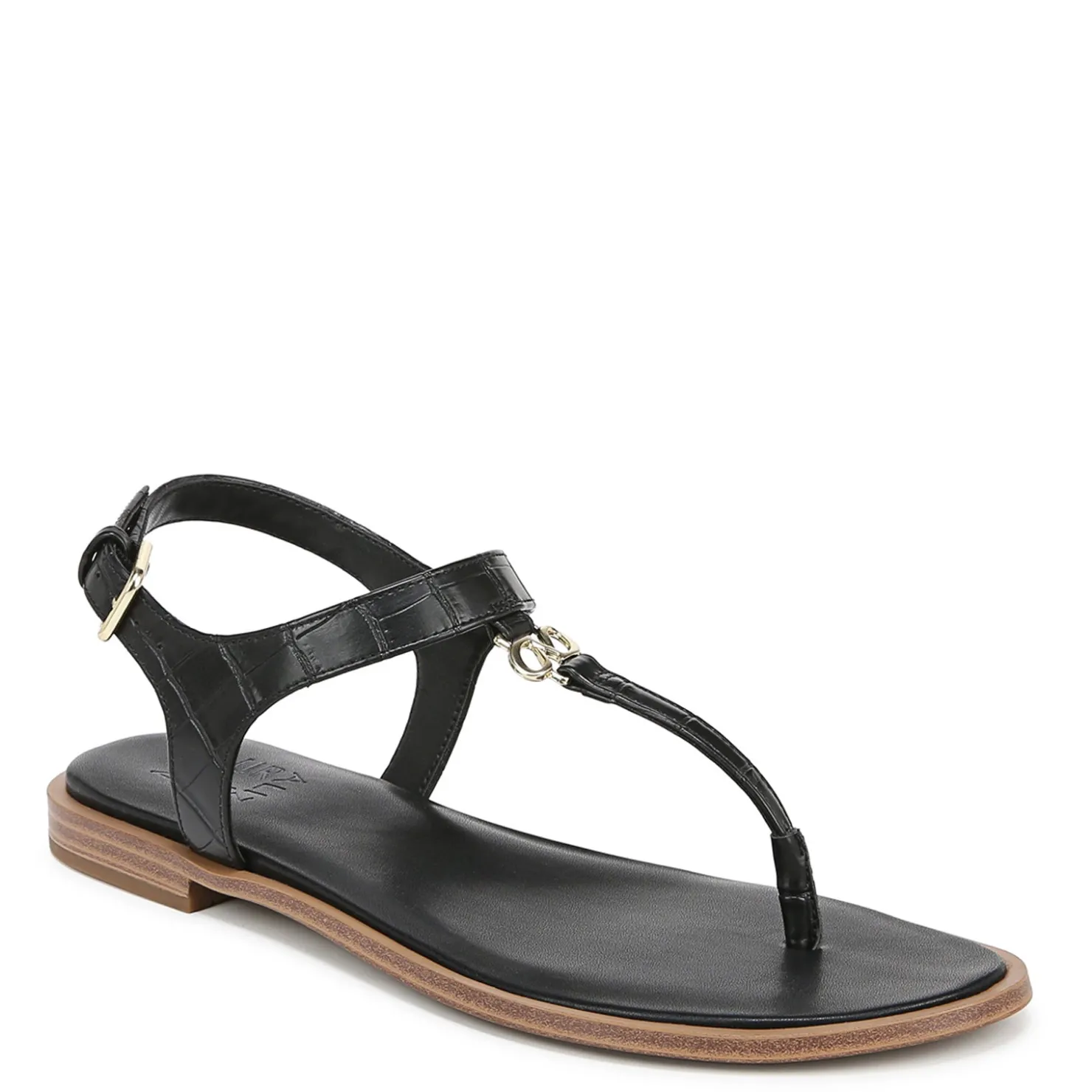 Heeled Sandals*Naturalizer Women's , Lizzi Sandal Black Faux Croco Leather