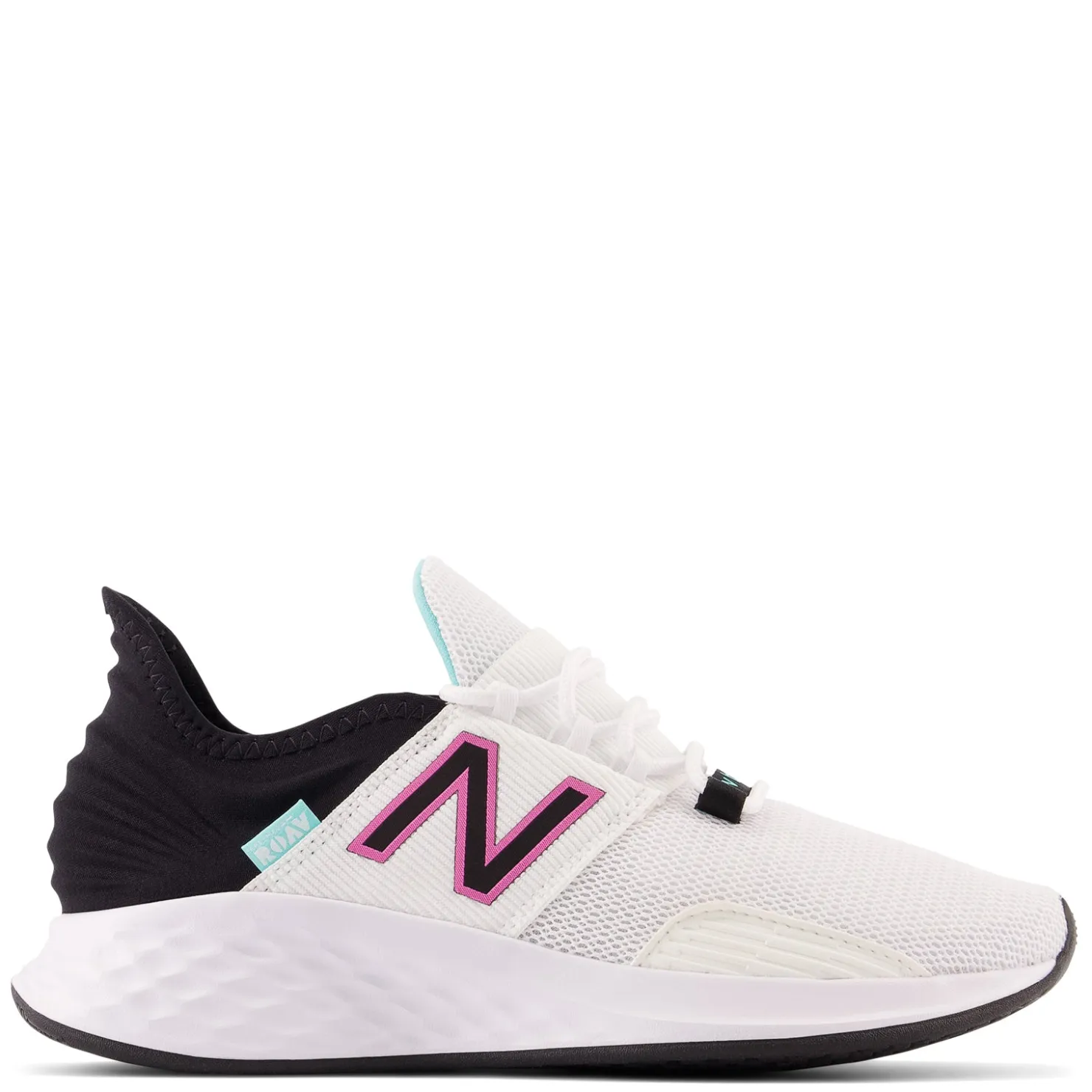 Running*New Balance Women's , Fresh Foam Roav Running Shoe White/Black/Surf Vibrant Pink