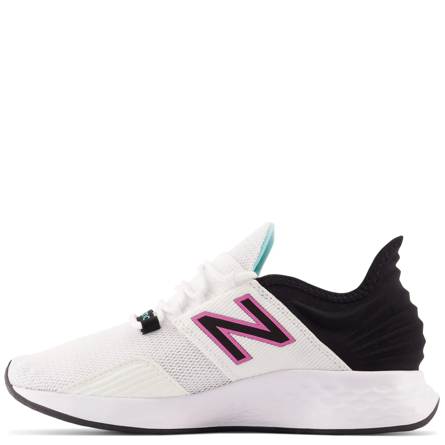 Running*New Balance Women's , Fresh Foam Roav Running Shoe White/Black/Surf Vibrant Pink