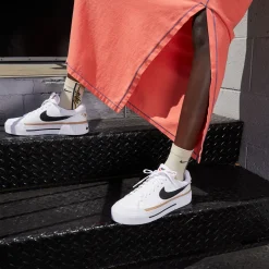 Fashion & Street*Nike Women's , Court Legacy Lift Platform Sneaker White/Black- Hemp
