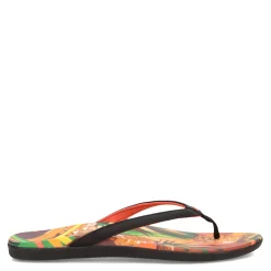 Flip Flops*OluKai Women's , Ho'opio Hau Sandal Black Pineapple