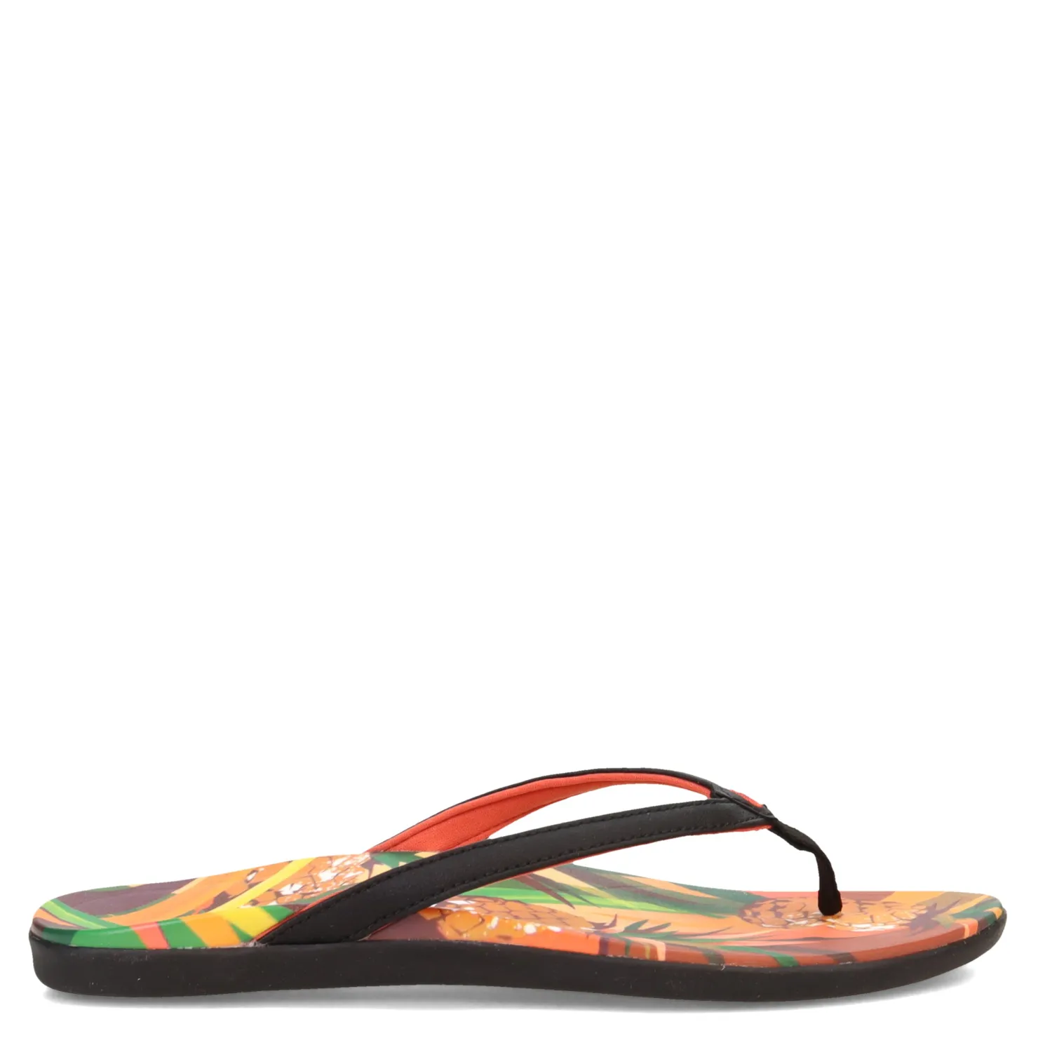 Flip Flops*OluKai Women's , Ho'opio Hau Sandal Black Pineapple