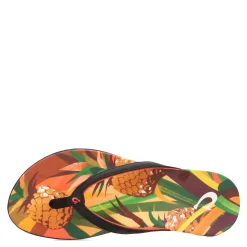 Flip Flops*OluKai Women's , Ho'opio Hau Sandal Black Pineapple