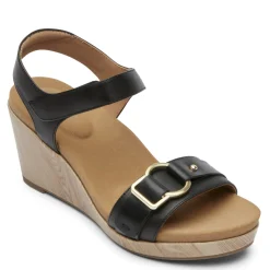 Wedges*Rockport Women's , Briah II Two Band Sandal Black