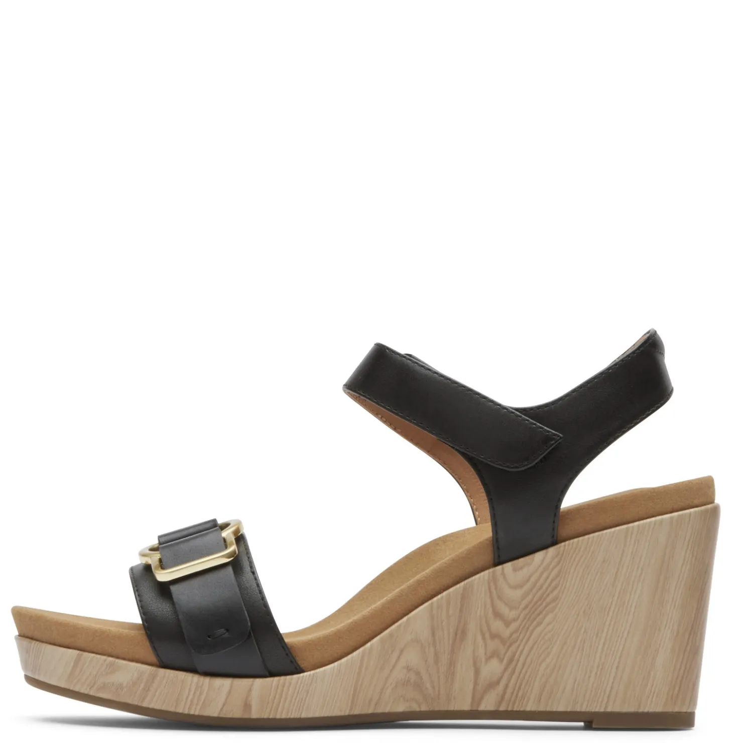Wedges*Rockport Women's , Briah II Two Band Sandal Black
