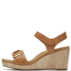 Wedges*Rockport Women's , Briah II Two Band Sandal Brown
