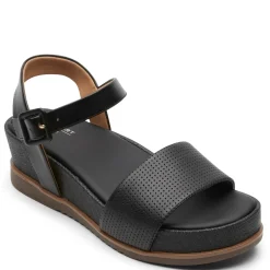 Wedges*Rockport Women's , Delanie Sandal Black