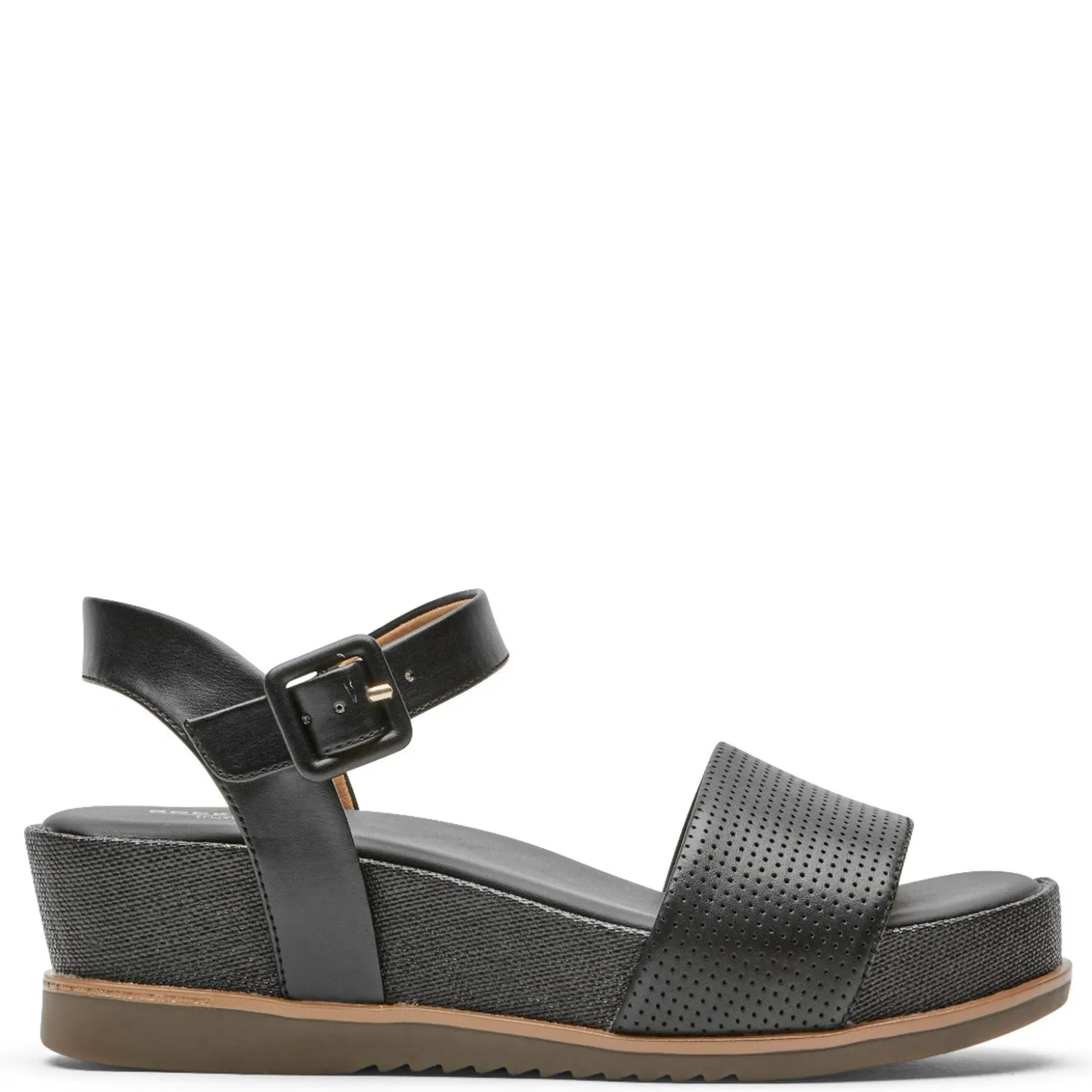 Wedges*Rockport Women's , Delanie Sandal Black