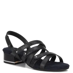 Heeled Sandals*Ros Hommerson Women's , Breeze Sandal Black Pebble Patent Leather