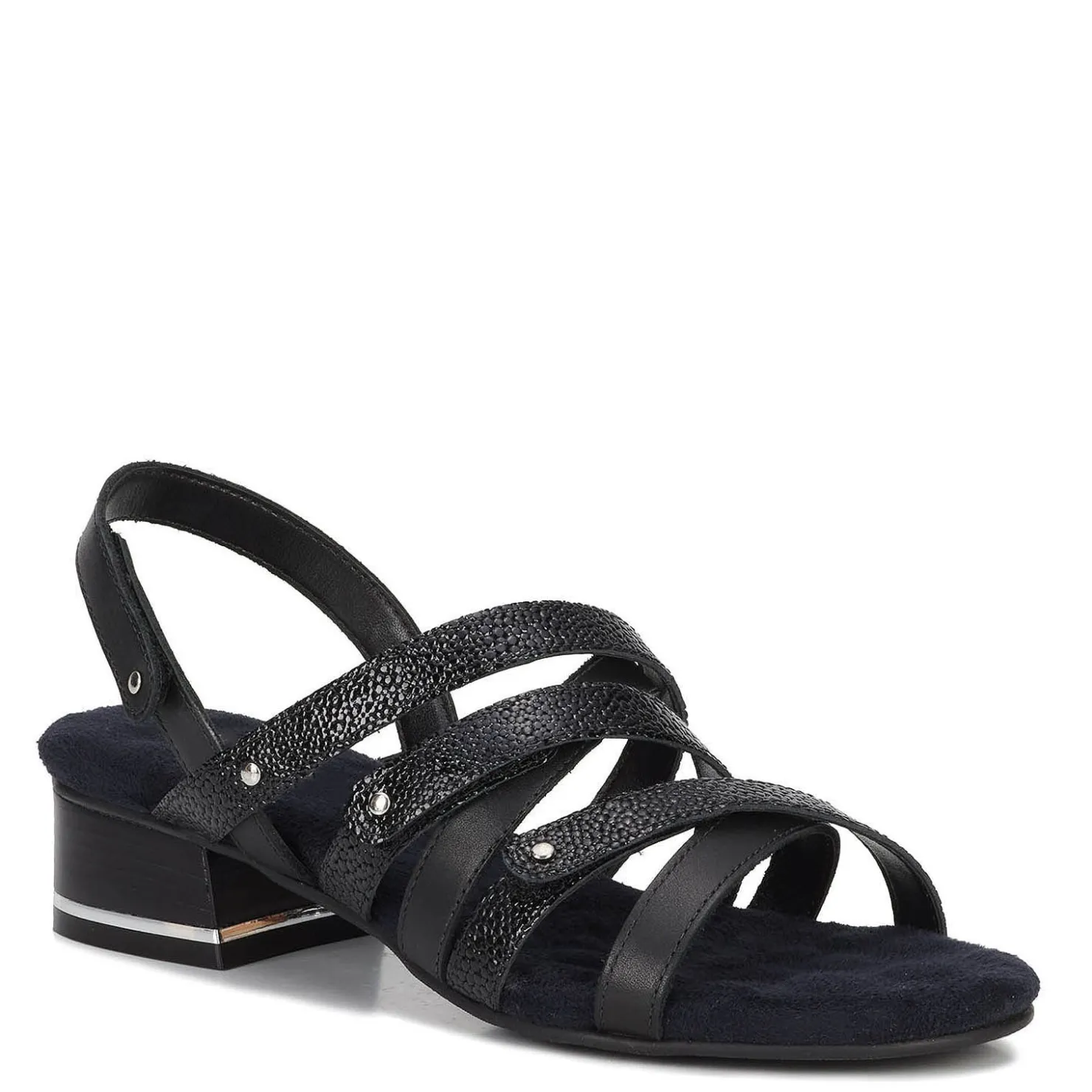 Heeled Sandals*Ros Hommerson Women's , Breeze Sandal Black Pebble Patent Leather