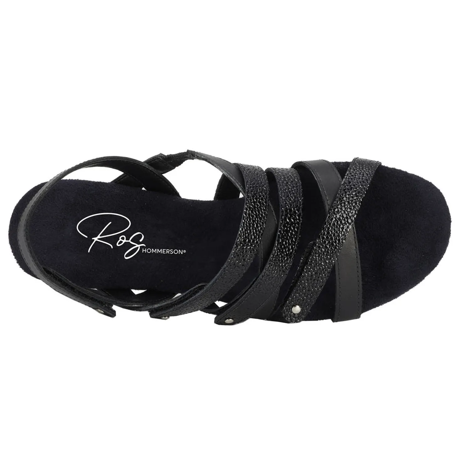 Heeled Sandals*Ros Hommerson Women's , Breeze Sandal Black Pebble Patent Leather