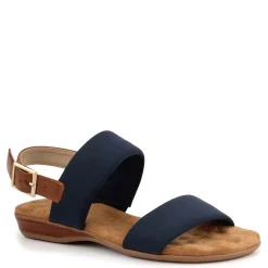 Wedges*Ros Hommerson Women's , Cabana Sandal Navy Fabric/ Tan Leather