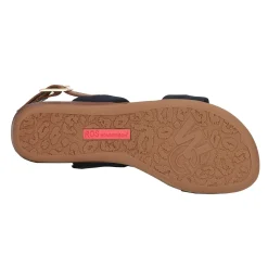Wedges*Ros Hommerson Women's , Cabana Sandal Navy Fabric/ Tan Leather