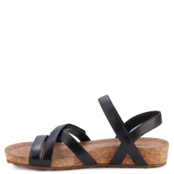 Wedges*Ros Hommerson Women's , Pool Sandal Black Leather