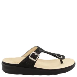 Footbed Sandals*SAS Women's , Sanibel T-Strap Slide Sandal Black Snake