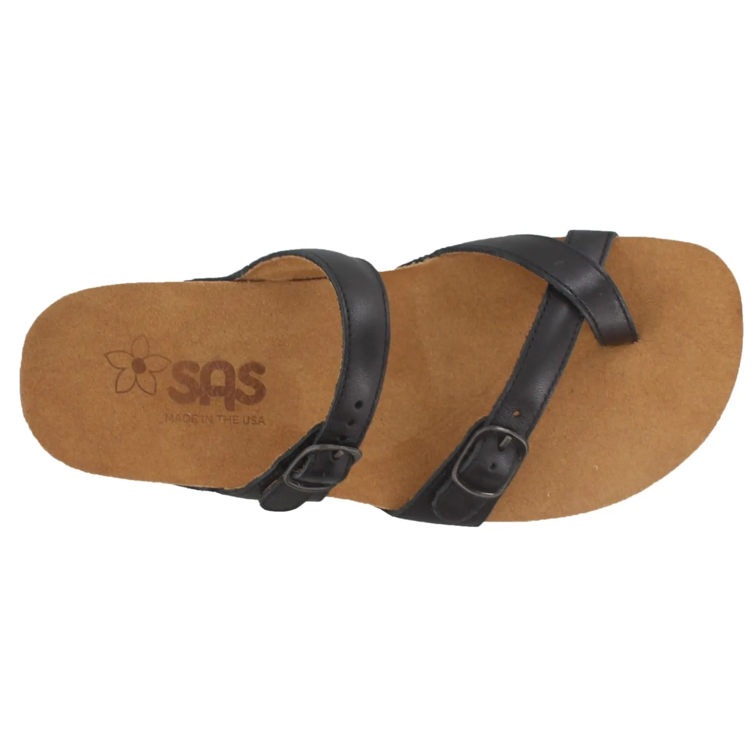 Footbed Sandals*SAS Women's , Shelly Toe Loop Slide Sandal Black
