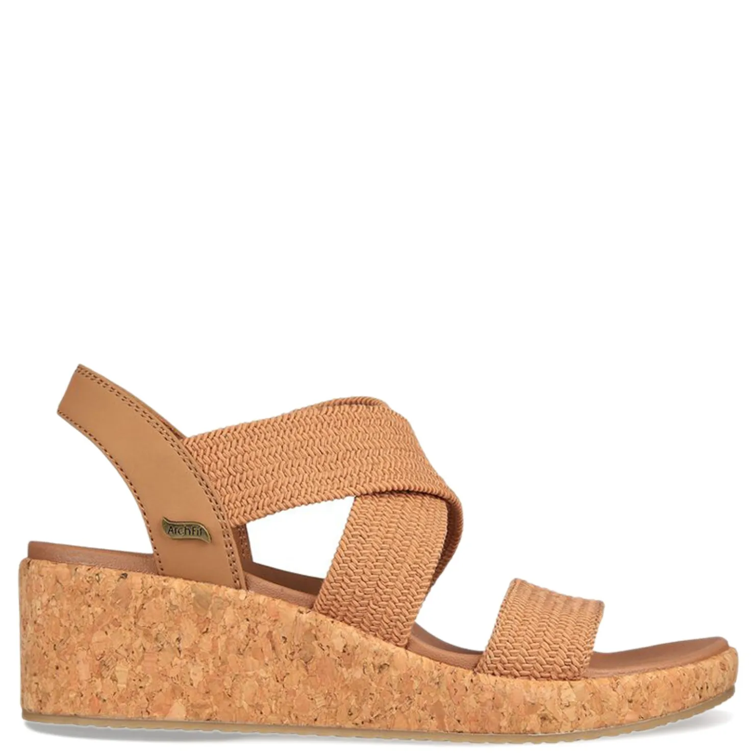 Wedges*Skechers Women's , Arch Fit Beverlee - Love Stays Sandal Tan