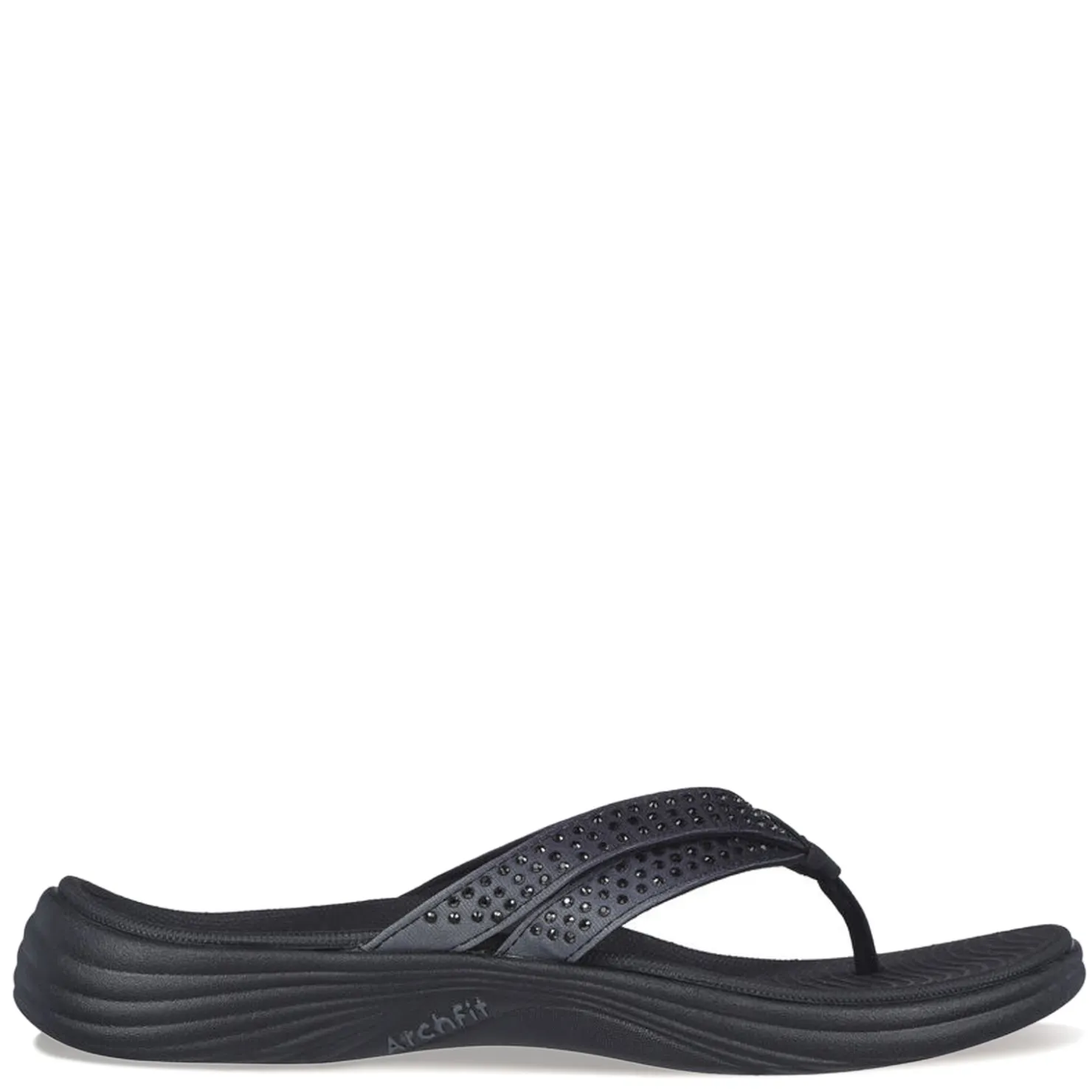 Flip Flops*Skechers Women's , Arch Fit Radiance - Mesmerize Sandal Black