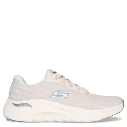 Walking*Skechers Women's , Arch Fit 2.0 - Rich Vision Sneaker Natural/Light Blue/Neon