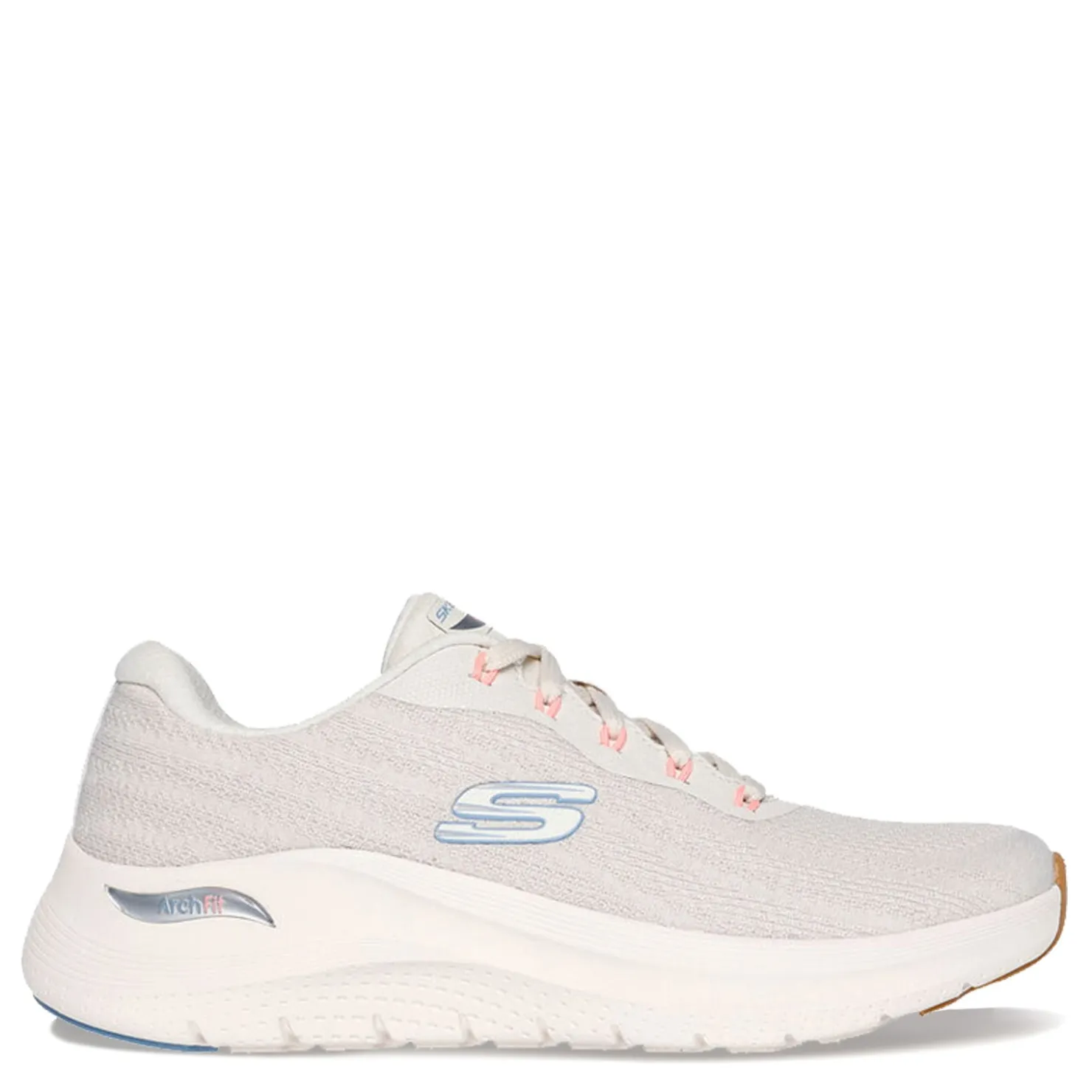 Walking*Skechers Women's , Arch Fit 2.0 - Rich Vision Sneaker Natural/Light Blue/Neon