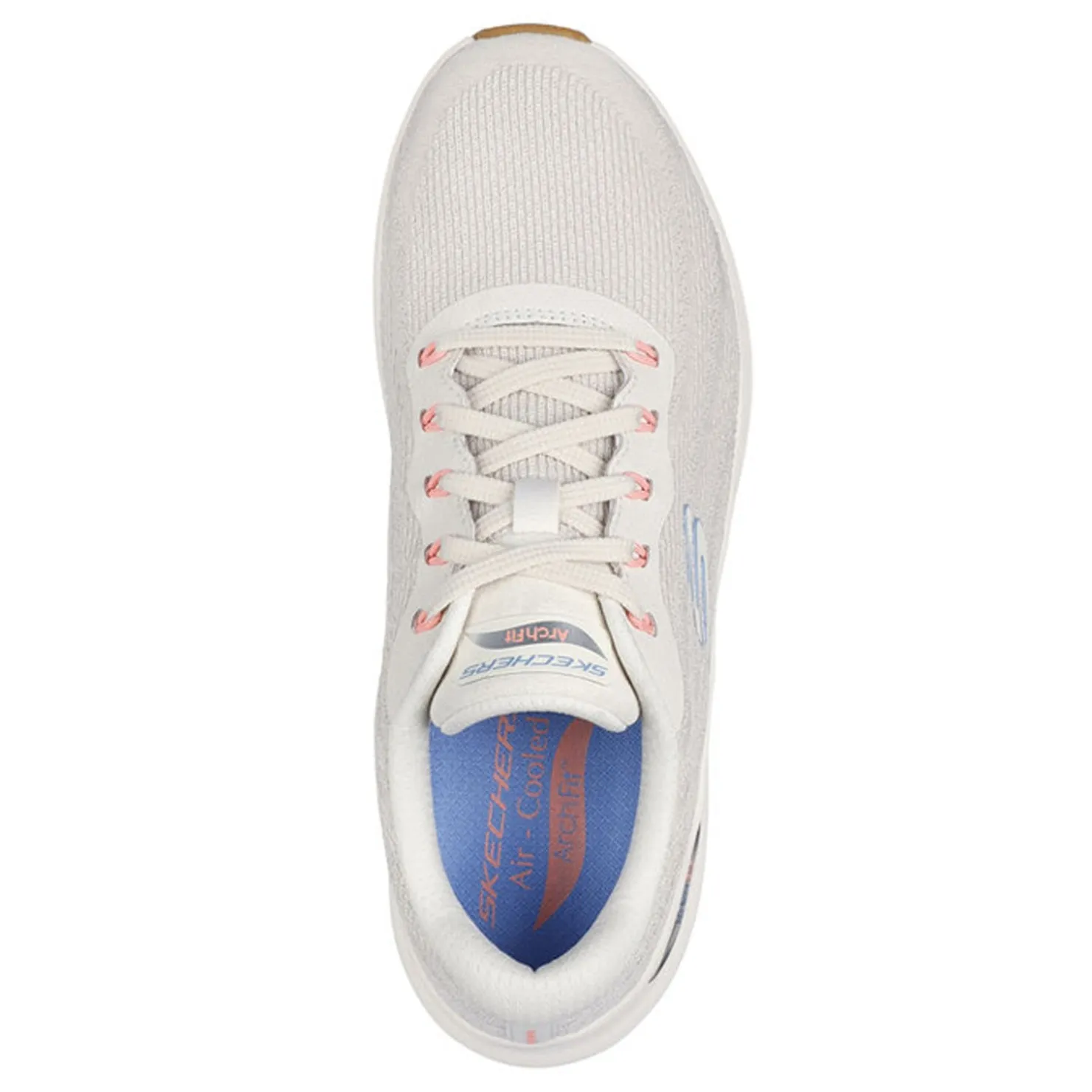 Walking*Skechers Women's , Arch Fit 2.0 - Rich Vision Sneaker Natural/Light Blue/Neon