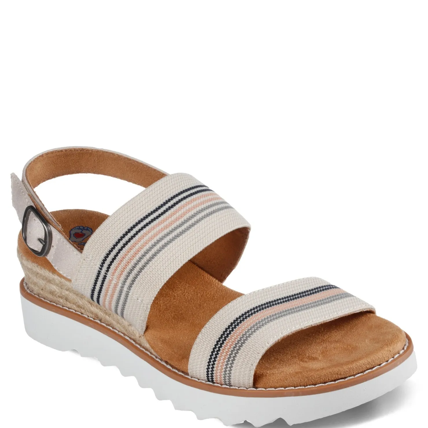Wedges*Skechers Women's , BOBS Desert Kiss Hi - Tea Time Sandal Natural / Multi