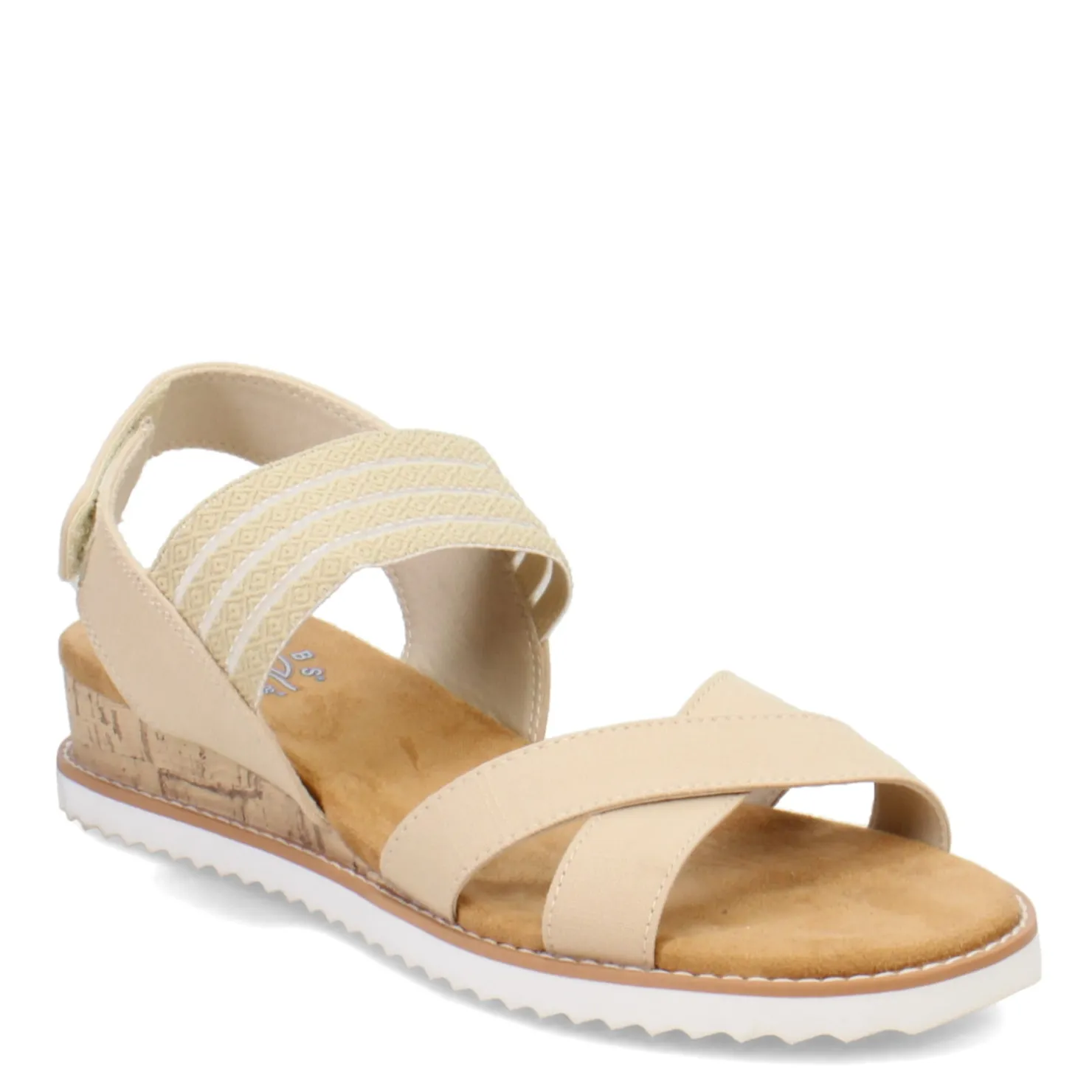Wedges*Skechers Women's , BOBS Desert Kiss - Shore Enough Sandal Natural