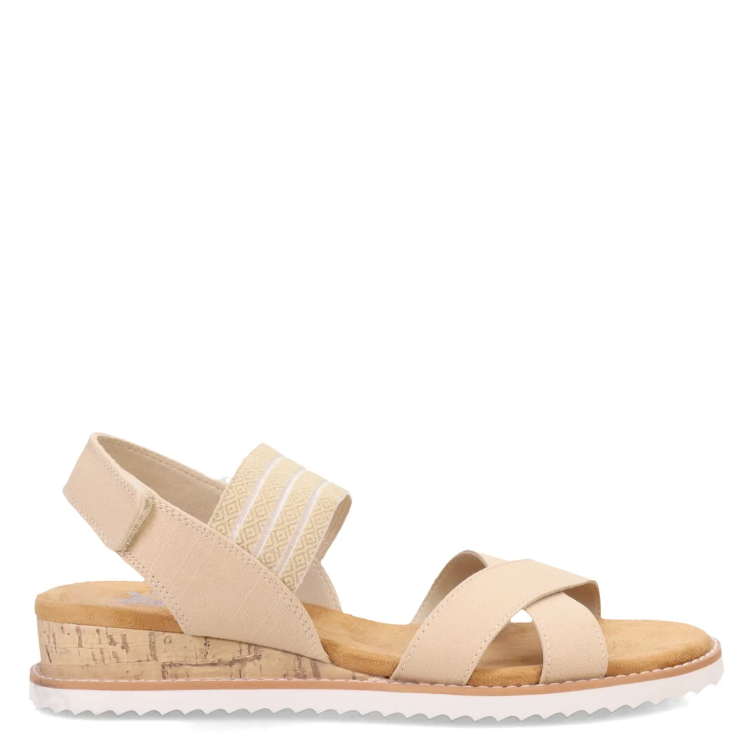 Wedges*Skechers Women's , BOBS Desert Kiss - Shore Enough Sandal Natural