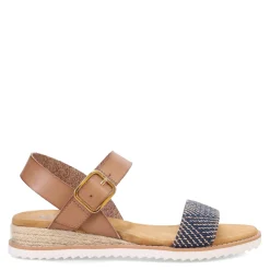 Wedges*Skechers Women's , BOBS Desert Kiss - Bold Dreams Sandal Navy Multi