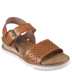 Wedges*Skechers Women's , BOBS Desert Kiss - Sunny Flair Sandal Luggage