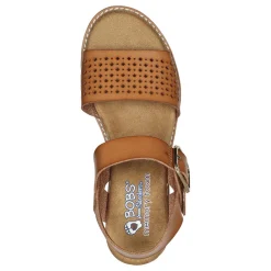 Wedges*Skechers Women's , BOBS Desert Kiss - Sunny Flair Sandal Luggage