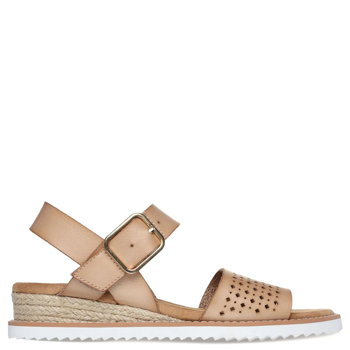 Wedges*Skechers Women's , BOBS Desert Kiss - Sunny Flair Sandal Natural