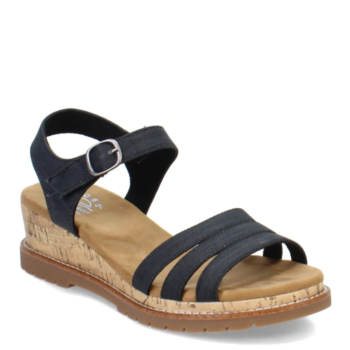 Wedges*Skechers Women's , BOBS Desert Chill - Evening Sun Sandal Charcoal