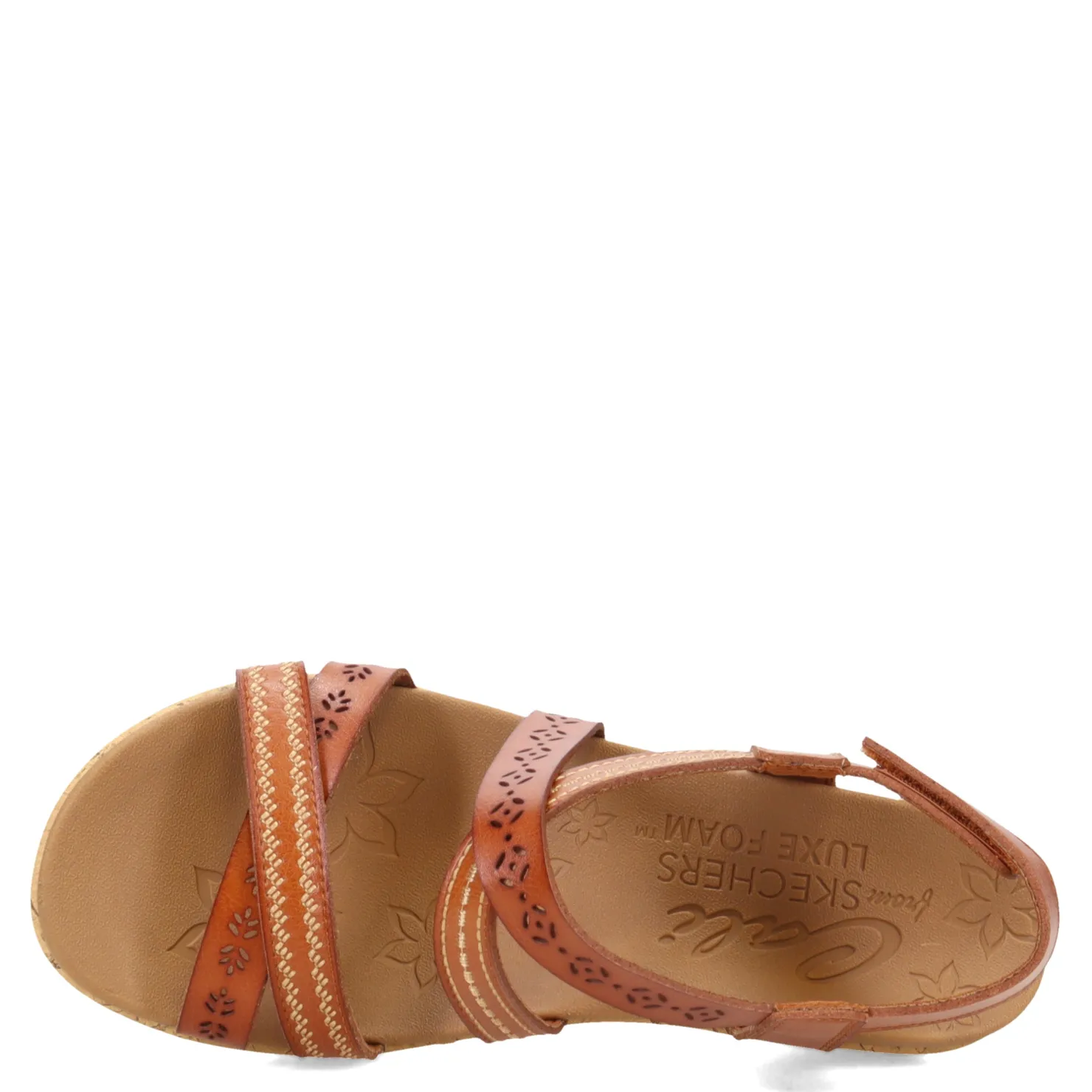 Wedges*Skechers Women's Cali, Beverlee - Delicate Glow Sandal Luggage