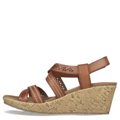 Wedges*Skechers Women's Cali, Beverlee - Delicate Glow Sandal - Wide Width Luggage