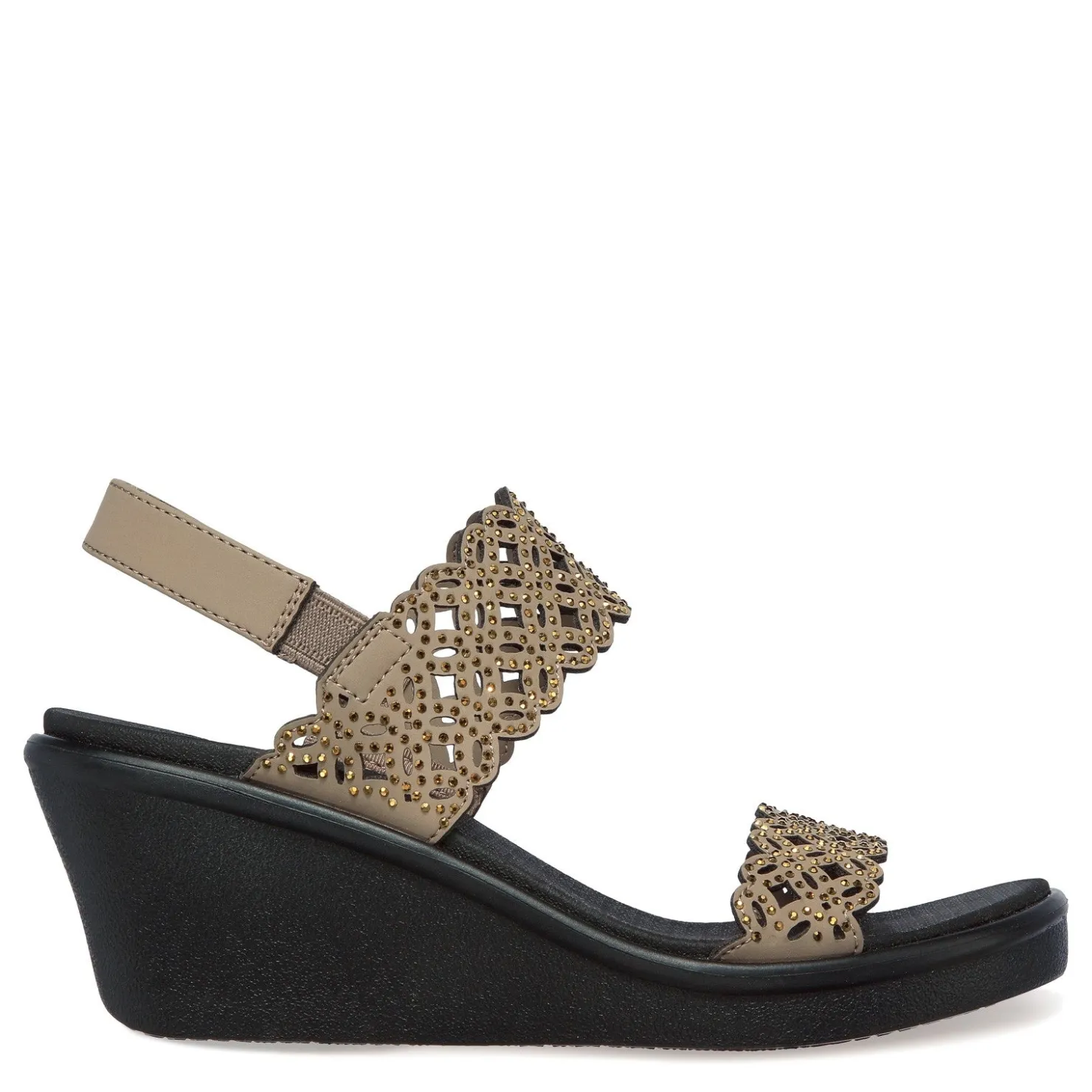 Wedges*Skechers Women's Cali, Rumble On - Sassy Dayz Sandal Taupe