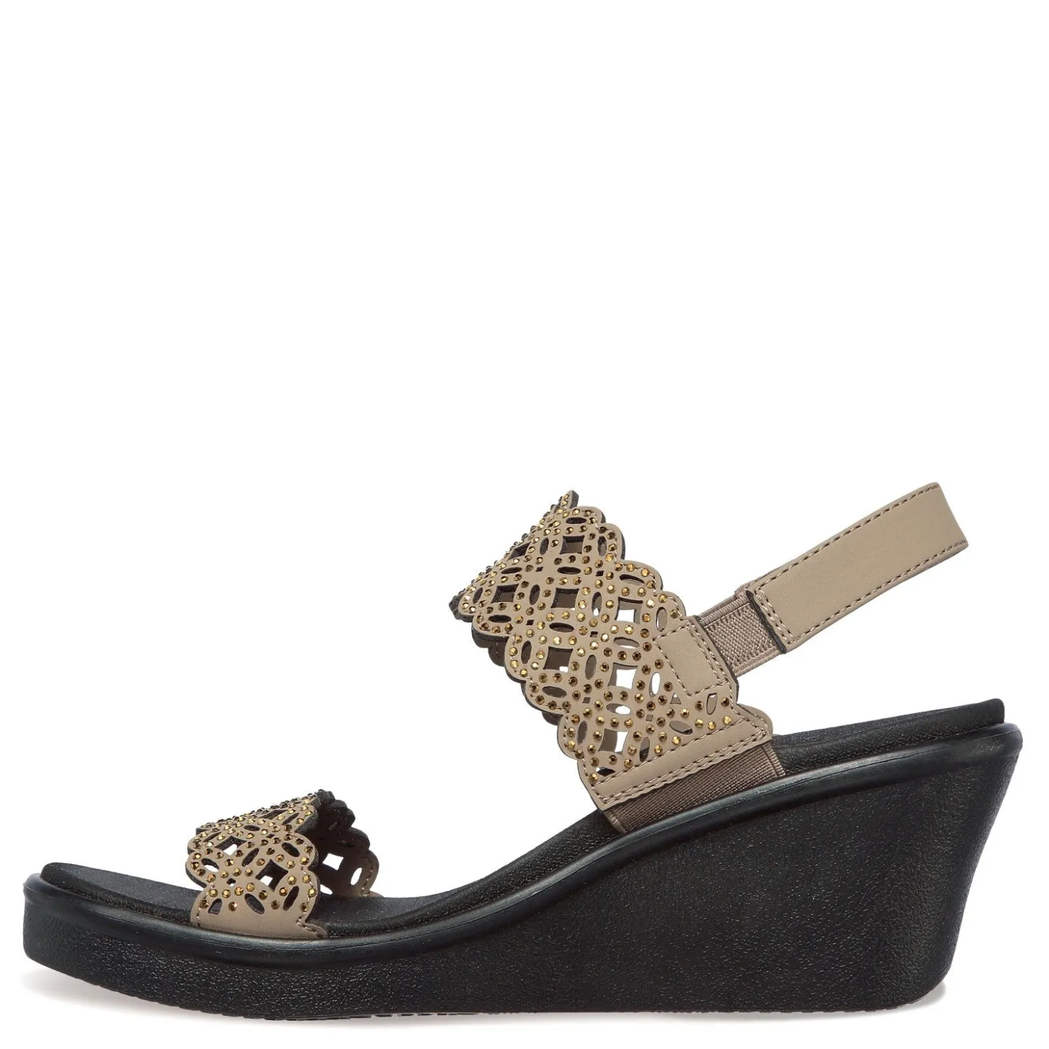 Wedges*Skechers Women's Cali, Rumble On - Sassy Dayz Sandal Taupe