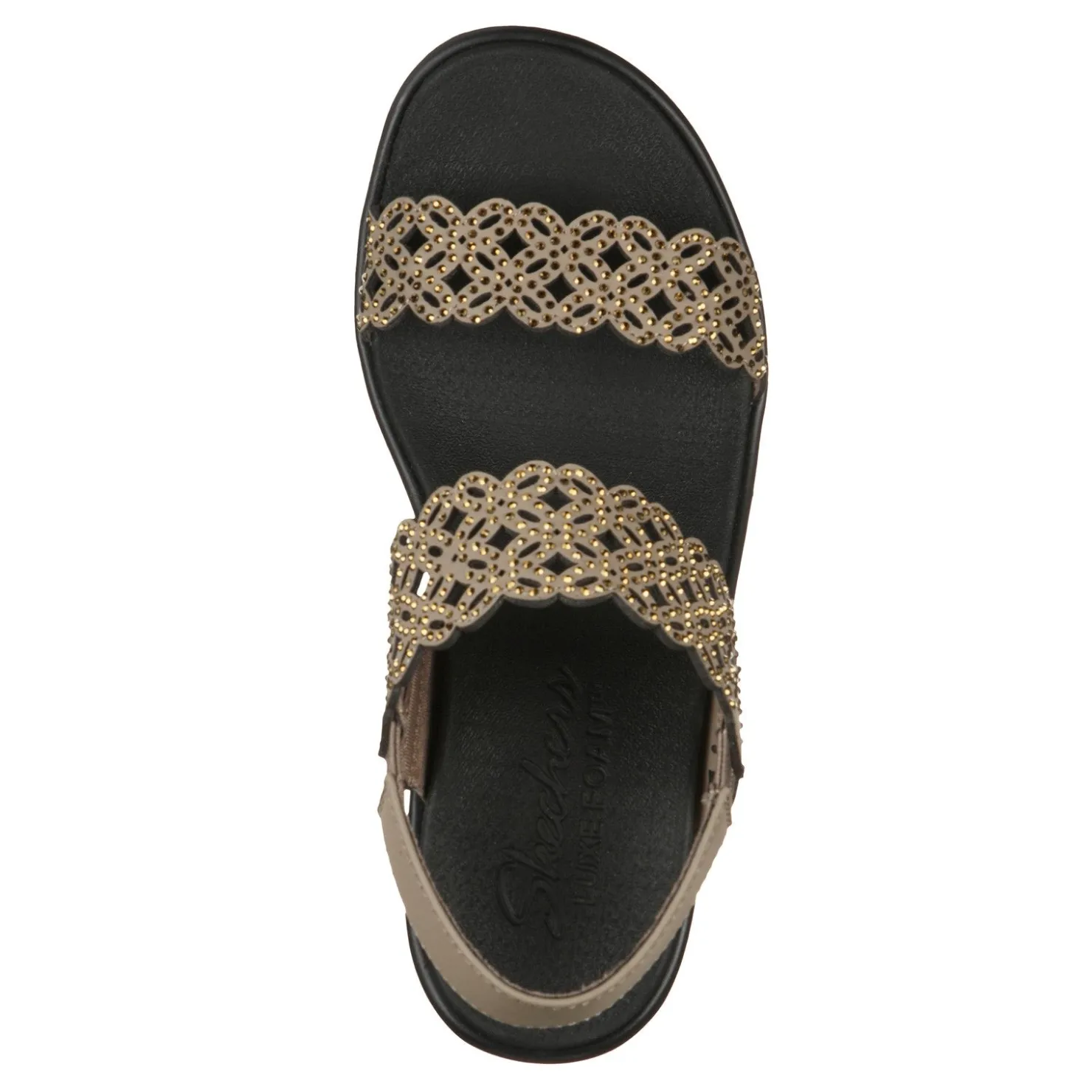 Wedges*Skechers Women's Cali, Rumble On - Sassy Dayz Sandal Taupe