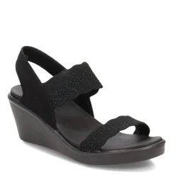 Wedges*Skechers Women's Cali, Rumble On - New Crush Sandal Black