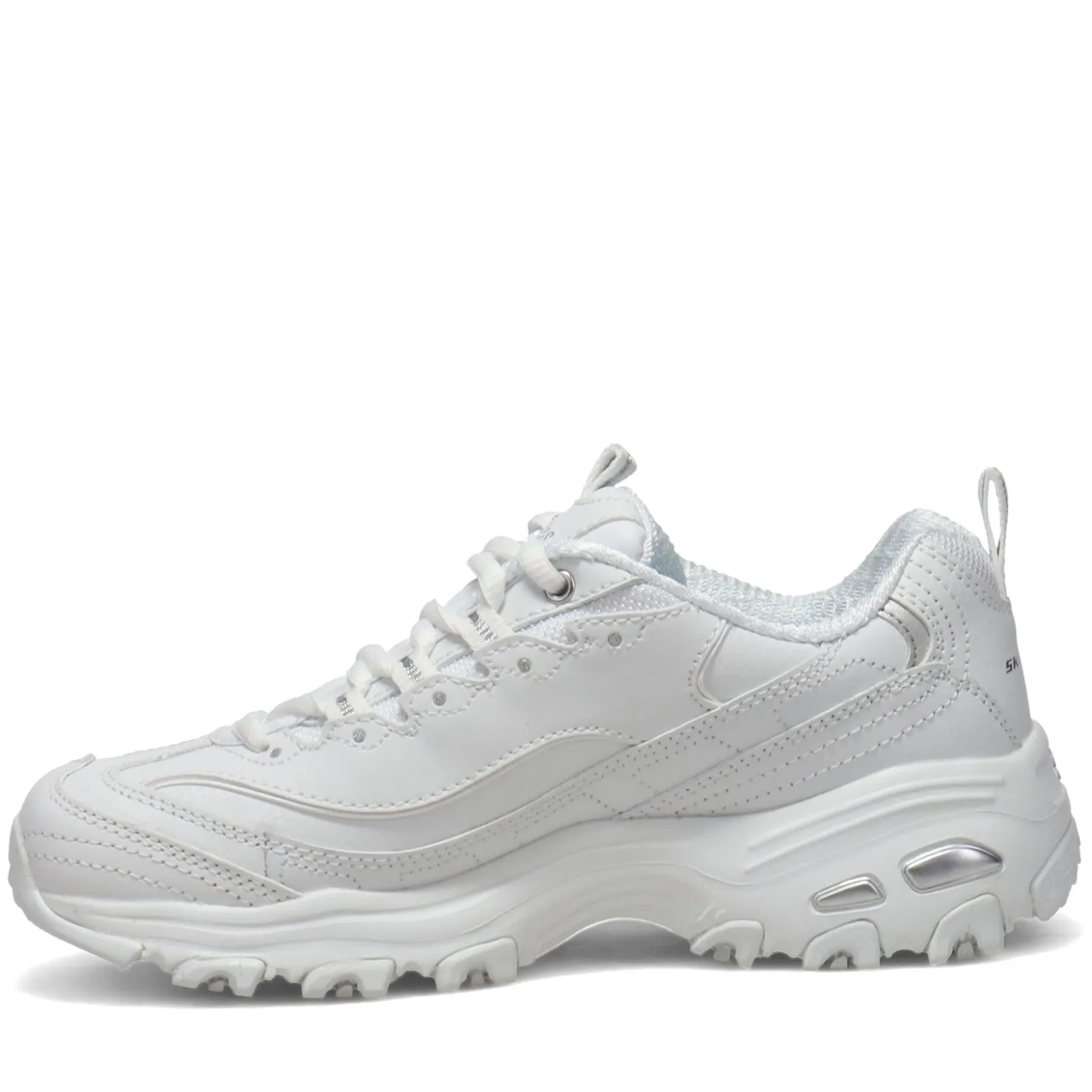 Walking*Skechers Women's , D'Lites - Fresh Start Sneaker White Silver