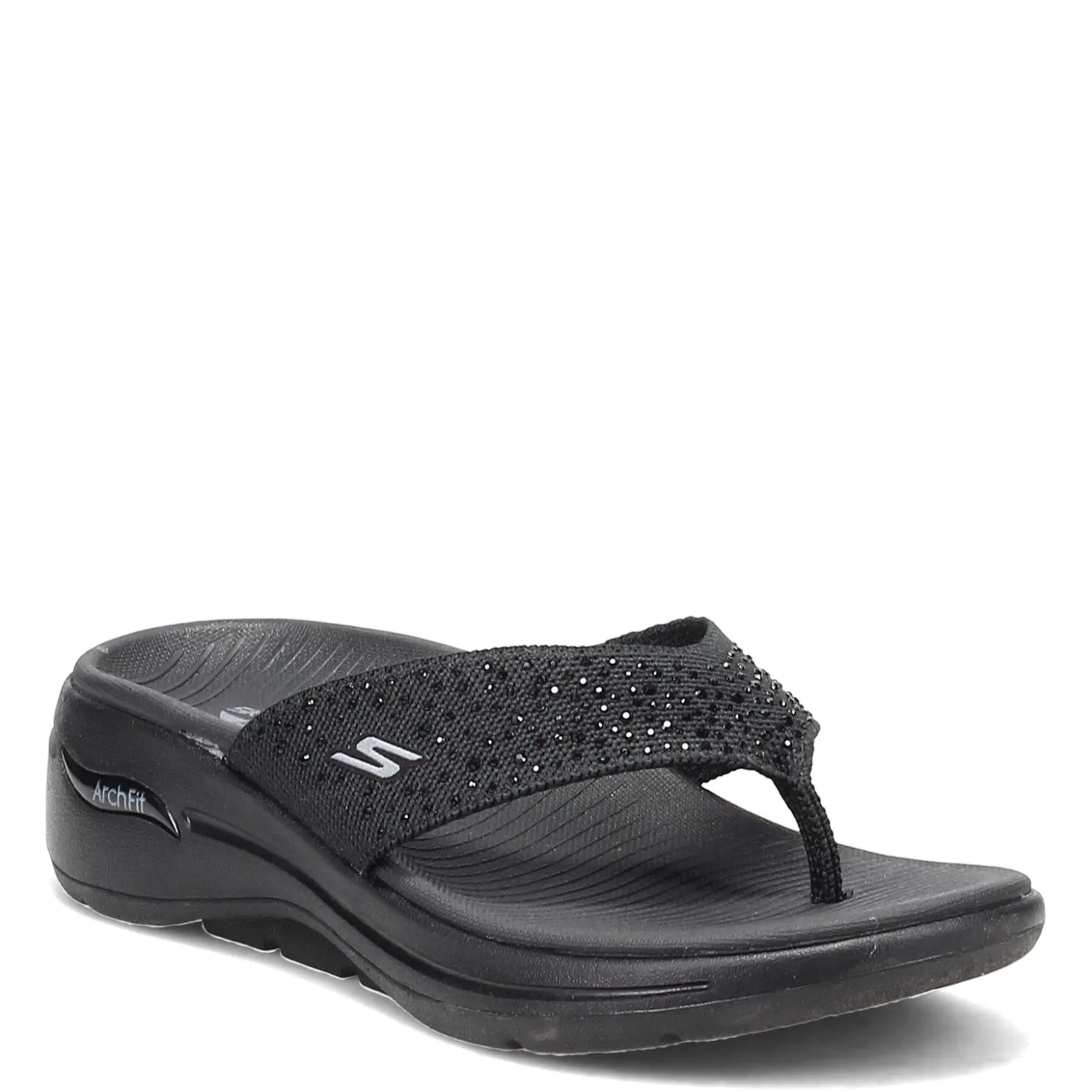 Flip Flops*Skechers Women's , GOwalk Arch Fit - Dazzle Sandal Black