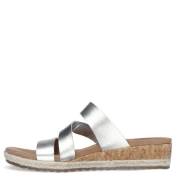 Wedges*Skechers Women's , Martha Stewart: Breezie - Shiny Luster Sandal Silver