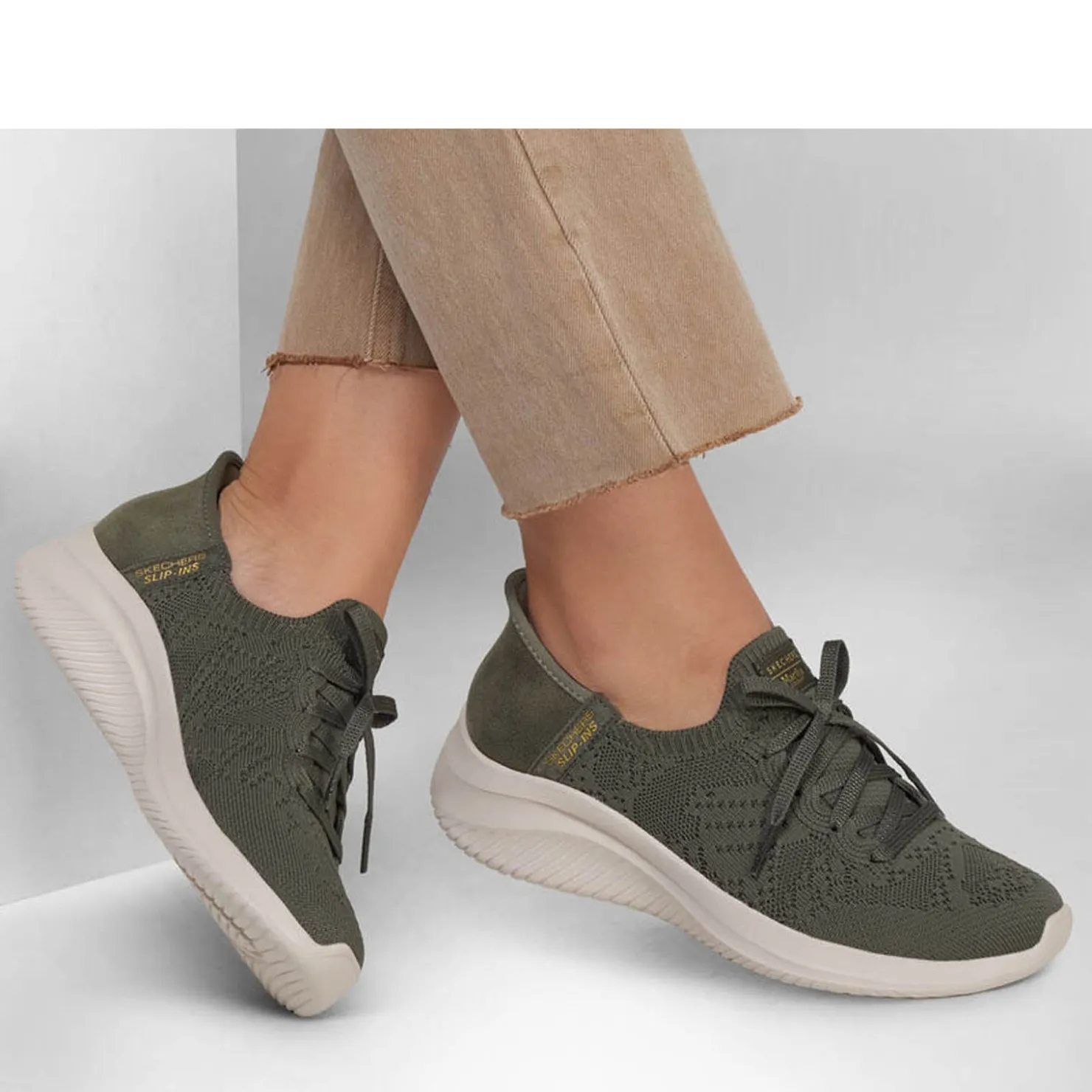 Fashion & Street*Skechers Women's , Martha Stewart - Slip-ins: Ultra Flex 3.0 Back On Track Sneaker Olive